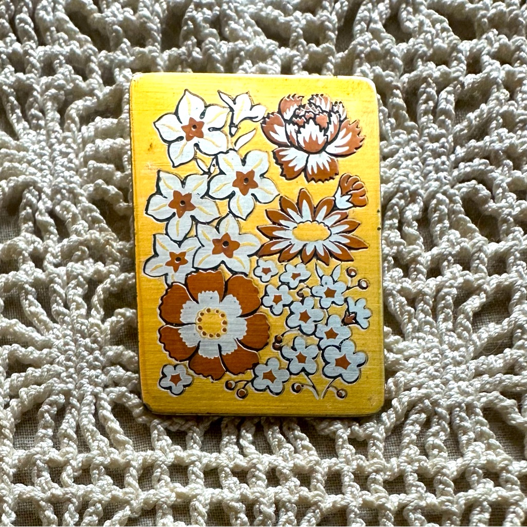 Vintage Broach Or Pendant Signed Reed & Barton, Damascene 1980s
